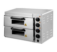 Hamoki Commercial Double Deck Pizza Oven 410mm Decks 2 x 16 Pizzas 13A Plug-in EP 1+1