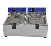 Hamoki Commercial Twin Tank Countertop Electric Fryer 2 x 13 Ltr 13A Plug-in EF-132