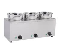 Hamoki Commercial Wet Heat Round Pot Bain Marie 3 x 3.5 Ltr Plug In 101049