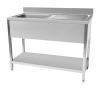 Hamoki Stainless Steel Single Bowl Sink - Right Hand Drainer 1200mm Wide 600mm Deep