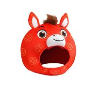 Hamosky 2026 Year of the Horse Plush Headgear Hat, Red Cartoon Mascot Costume Head Hat with 3D Design, Chinese Year of the Horse Costume Hat, 34x31cm, for Spring Festival Holiday Party Photo Props