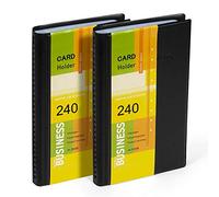 Hamosky Business Card Holder Organizer Book - PU Leather, 2 Pack Total for 240 Business Cards