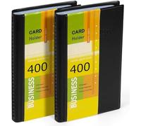 Hamosky Business Card Holder Organizer Book - PU Leather, 2 Pack Total for 400 Business Cards
