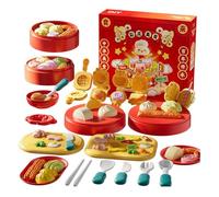 Hamosky Chinese Kitchen Theme Air Dry Clay Kit, Pretend Play Toys, Chinese Kitchen Theme Cooking Toys Crafts Kit, Pretend Food Cooking Toys Crafts Set with Molds and Accessories, 24x26x6.5cm