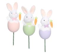 Hamosky Easter Bunny Picks Decoration, 3 Pieces Spring Basket Bouquet Ornaments with Carrot, Foam Easter Egg Picks on Stick, 35x6cm, Easter Decroration for Home Entertainers Apartment Living Room