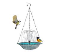 Hamosky Hanging Solar Bird Bath with Fountain Water Pump, Solar Bird Bath Fountain with Water Pump, Glass-Like Finish, Blue/Purple/Grey, 23.5x23.5x46cm, for Outdoor Garden Patio (Grey)