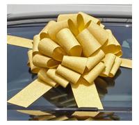 Hampabox MEGA GIANT CAR BOW (40cm diameter) + 6 METRES of RIBBON for Cars, Bikes, Big Birthday GLITTER GOLD