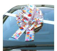 Hampabox MEGA GIANT CAR BOW (40cm diameter) + 6 METRES of RIBBON for Cars, Bikes, Big Birthday HAPPY BIRTHDAY