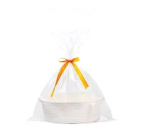 Hamper Basket, Woven Rope Hamper Basket, Durable Rope Storage Baskets with Cellophane Bags and Pull Bows, Empty Gift Basket, Woven Gift Baskets for Baby Shower, Wedding, Birthday, Housewarming,30x20x1