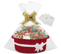 Hamper Baskets Empty,1 Pcs Empty Hamper Basket with 2 Bags and 2 Pull Bows and 1 Pack Shredded Paper Cotton Rope Basket for Baby Shower,Wedding,Birthday,Easter (14.96 x 9.06 x 5.51 in) (Red)
