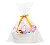 Hamper Baskets for Gifts Empty,Woven Gift Basket Hamper Kit with Gift Bag,Ribbon,Cat Dog Toy Storage Basket for Baby Shower Wedding Birthday Easter Graduation Housewarming (White)