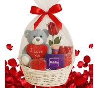 Hamper for Women & Men - Teddy Bear, Chocolates, Scented Candle & More - Birthday Gifts for Couple, Birthday Gifts for Her & Him, Girlfriend Boyfriend, Hamper Basket Gift Set, Mothers Day Gift