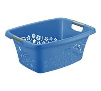 Hamper Laundry Bin Laundry Baskets " Flowers " 25 L Blue With Handles Plastic