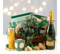 Hampergifts The Christmas Sparkle - Luxury Prosecco Gift Hamper - with Mince Pies, Chutney, Cookies Chocolates & More, Green