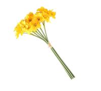HAMPPLIES 1 Bunch Lifelike Artificial Daffodil Bouquet Yellow Silk Narcissus Flowers for Home Decoration Wedding Party Office Floral Adornment with Details