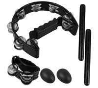 HAMPPLIES 1 Set Hand Bell Percussion Instruments with Shaking Eggs and Rhythm Rods for Beginners and Musicians Portable Ensemble for Band Accompaniment and Practice