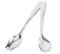 HAMPPLIES 1 Set Self Feeding Angled Spoon Fork Set Adaptive Tableware for Disabled Elderly Stainless Steel Curved Utensils for Easy Eating and Comfortable Grip for Independent Dining