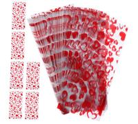 HAMPPLIES 100pcs Valentine’s Day Candy Bags Heart-shaped Cookie Pouches 12.5x27.5cm Baking Wrap Party Favor Sweet Storage Bags