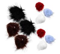 HAMPPLIES 10Pcs Faux Fur Pom Poms for Hats Fluffy Knitted Crafting Accessories in Wine Sky Blue Black White Coffee Detachable Soft Decoration Balls for DIY Clothing Headwear Jewelry and