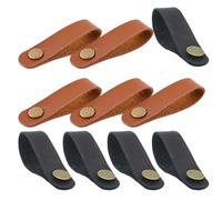 HAMPPLIES 10pcs PU Leather Guitar Strap Lock Kit with Headstock Adapter Tie Button for Acoustic Ukulele Mandolin Bass Secure Vintage Headstock Strap Accessories in Black and Brown