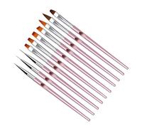 HAMPPLIES 10pcs Rose Gold Nail Art Brush with Crystal Dotting Pens for Salon and Home Use Metal Handle Manicure Tools for Precise Nail Painting