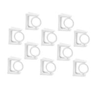 HAMPPLIES 10pcs Self Adhesive Curtain Pole Brackets White Plastic Rod Holders with Rotating Hooks No Drill Wall Mount for Glass Mirrors Tiles for Towel and Drapery Use