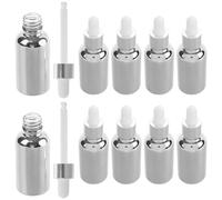 HAMPPLIES 10Pcs Silver-plated Essential Oil Dropper Bottles Dispenser for Serums Cosmetics Aromatherapy Precise Application Refillable Vials