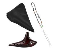 HAMPPLIES 12-hole Alto C Ocarina Ceramic Flute for Beginners and Adults, Easy to Learn Music Instrument with Simple Design in Brown Colour, for Student Practice and Folk Music Play