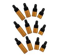 HAMPPLIES 12PC Mini Glass Vial Bottles Dark Brown Dropper Bottles with Cover for Essential Oils Chemistry Portable