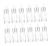 HAMPPLIES 12pcs 5ml Glass Dropper Bottles Leakproof Pipette Refillable Essential Oil Bottles for Travel and Household Use Silver Ring and White Rubber Bulb