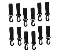 HAMPPLIES 12pcs Black Stroller Hooks Set for Prams and Shopping Carts, Non-Slip Polyester and Plastic Clips to Increase Storage Space and Release Burden, for Walking and Picnicking