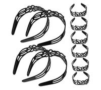 HAMPPLIES 12pcs Black Wide Headbands for Women Vintage Hollow Out Floral Plastic Hairbands Unique Design Bridal Headdress Costume Accessories for Daily Wear Parties Weddings