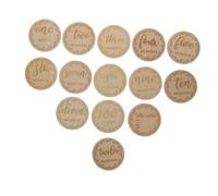 HAMPPLIES 12Pcs Cards Wooden Monthly Growth Photo Props for Newborns Unique Commemorative Keepsake for Social Media Sharing Cute Engraved Designs