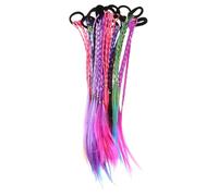 HAMPPLIES 12pcs Colorful Gradient Braided Hair Ties High Temperature Resistant Synthetic Ponytail Extensions for Women Teens DIY Styling and Braiding Accessories