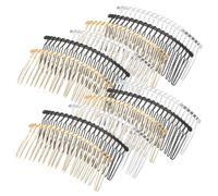 HAMPPLIES 12pcs Metal Hair Side Combs Styling Pins Matte Black Gold Silver Colors Elegant Chinese Hair Accessories for Women Bridal Veil