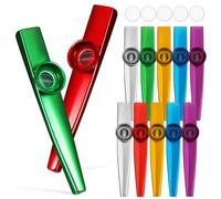 HAMPPLIES 12pcs Metal Kazoo Set Membranes for Adults and Kids, Small Beginner Kazoo Instruments for Music Practice and Performance