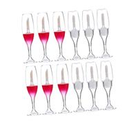 HAMPPLIES 12pcs Portable Small Lip Gloss Tubes Refillable Wine Glass Shape Lipstick Bottles Lightweight for Travel Daily Use Makeup Bag