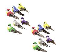 HAMPPLIES 12Pcs Realistic Artificial Birds with Embedded Eyes Decorative Fake Bird Models for Garden Landscape Tree Branch Clip Ornaments Easy to Install Nature Inspired Craft Props