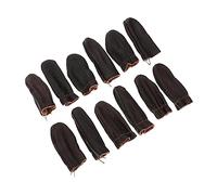 HAMPPLIES 12pcs Sewing Finger Thimbles Protective Finger Cots Ergonomic Design Brown Synthetic Material Easy to Carry for Needlework and Craft Projects Random Color
