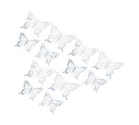 HAMPPLIES 12pcs Silver Butterfly Wall Decor Stickers Removable Mirror Hollow Decorations for Bedroom Wedding Birthday Party Romantic Home Accent