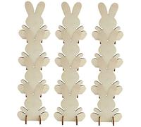 HAMPPLIES 12pcs Wooden Easter Bunny Ornaments DIY Craft Decorations for Rabbit Cutouts for Painting and Party Safe and Easy to Use Easter DIY Rabbit