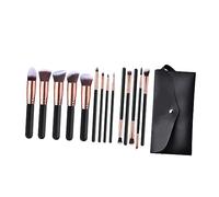 HAMPPLIES 14Pcs Handheld Makeup Brush Set with Bag Premium Synthetic Cosmetic Tools for Foundation Eyeshadow and Blush Easy to Clean Comfortable Handle for Travel