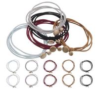 HAMPPLIES 15 Pcs Metal Hair Ties Ponytail Holders with Beads Stylish Boho Hair Tie Bracelets for Women