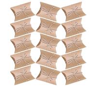 HAMPPLIES 150pcs Kraft Pillow Boxes with Twine Brown Paper Packaging for Candy Cookies Chocolates Wedding Favors Party Rustic Vintage Style