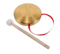 HAMPPLIES 15cm Alloy Mini Copper Gong Handheld Percussion Instrument with Wood Mallet Traditional Chinese Drum Suitable for Children Music Performance and Celebration Party Decoration