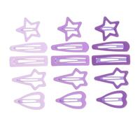 HAMPPLIES 15pcs Purple Matte Metal Hair Clips Set for Girls - Five-pointed Star, Heart, Teardrop, Rectangle, Four-pointed Star Snap Barrettes for Thin Hair, Small Size Accessories for Everyday Use