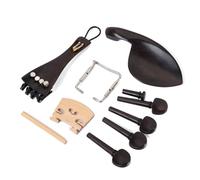 HAMPPLIES 15pcs Violin Ebony Fittings Accessory Set Including Tailpiece, Chinrest, Endpin, 4 Pegs and Tail Gut - Professional Orchestral String Parts for Violin Repair and Replacement