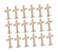 HAMPPLIES 18pcs Unfinished Wooden Cross Ornaments for Religious Crafts Compact Lightweight Tabletop Decorations with Artistic Detailing for Baptisms Easter Church Events and Christian