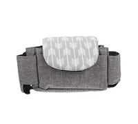 HAMPPLIES 1pc Stroller Bag Organizer Insulated Storage for Bottles Comfortable Strap Grey Arrow Design for Outdoor Use Easy One-Hand Operation