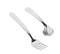 HAMPPLIES 1set Self-Feeding Angled Spoon and Curved Fork for Elderly Patients Adaptive Utensils for Comfortable Eating Ergonomic Design for Easy Use